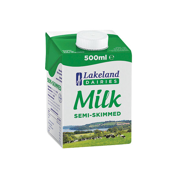 Lakeland Semi-Skim Milk 500ml Pk12