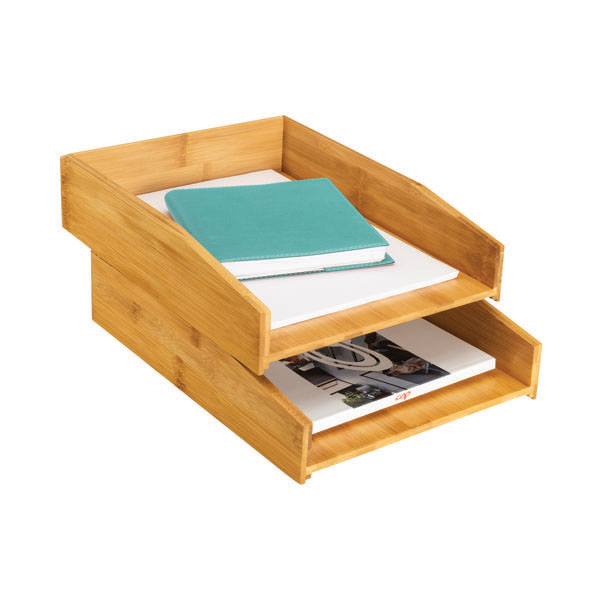 CEP Silva Bamboo Letter Tray Pk 2