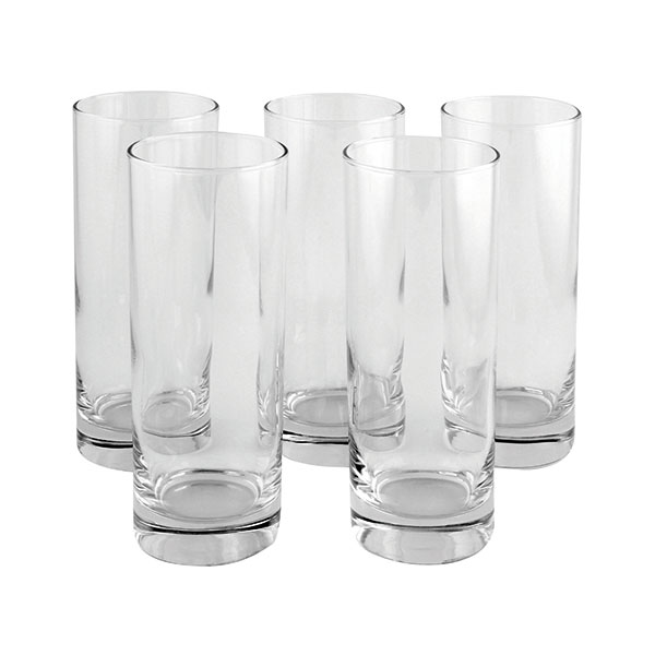 Clear Tall Tumbler Drink Glass Pk6