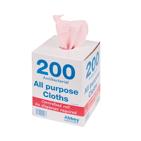 Antibacterial Cloths Roll Red Pk200