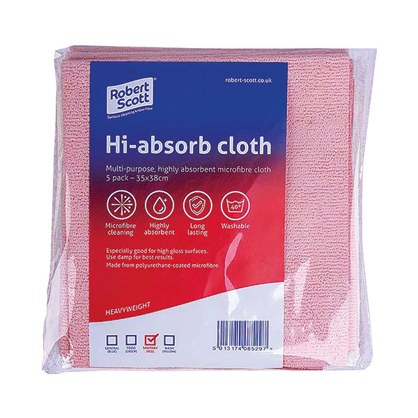 Robert Scott Hiabsorb Cloth Red Pk5
