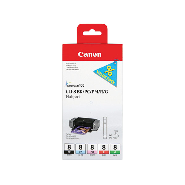 Canon CLI-8 Ink Mpk BK/PC/PM/Red/Grn