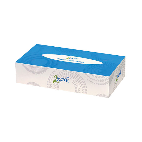 2Work Facial Tissues Box 100 Sh Pk36