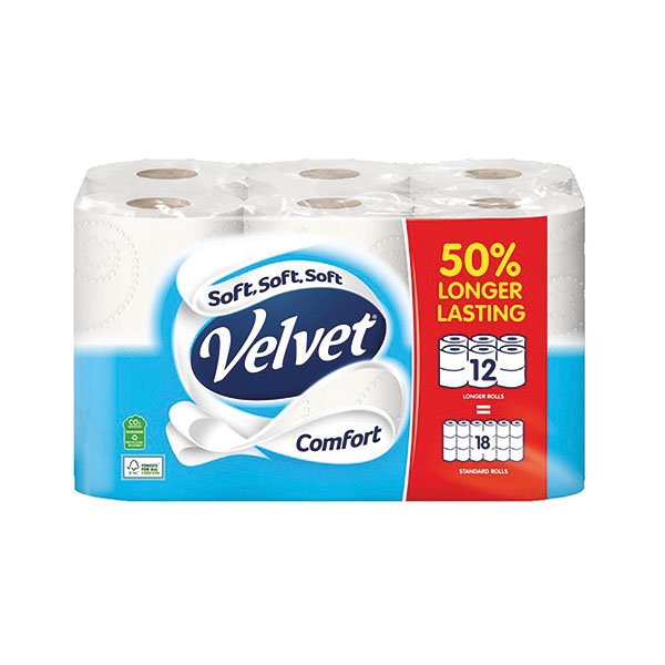 Velvet Comfort Toilet Roll Long Pk12