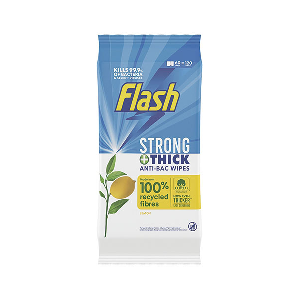 Flash Strg Anti-Bac Wipes Lemon Pk60