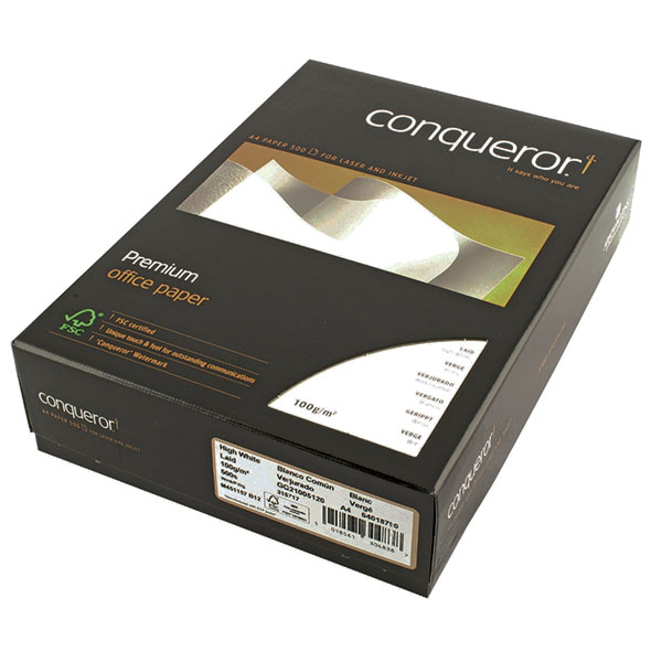 Conq Laid High White A4 100Gsm Pk500