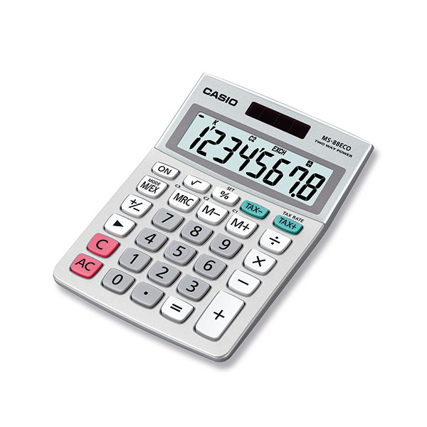 Casio MS-88ECO 8 Digit Tax Calc Grey