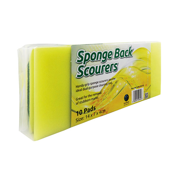 Sponge Scourers Pk10 Green/Yellow