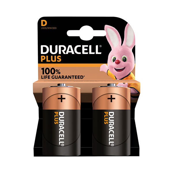 Duracell Plus D Battery Pk2