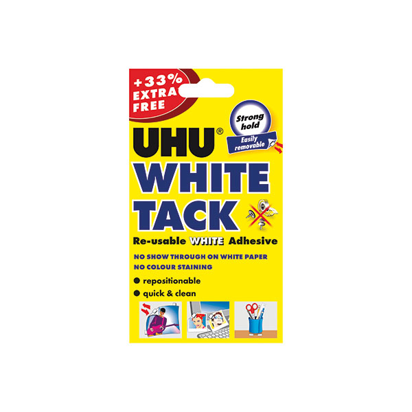 UHU White Tack 62g 33pc Ex Free Pk12