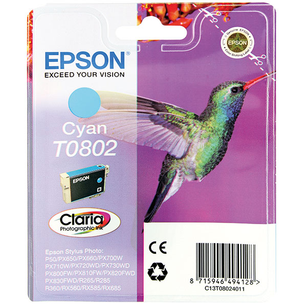 Epson T0802 Photo Ink Cart Cyan