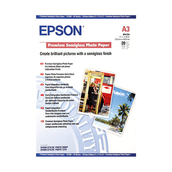 Epson Semi Gloss A3 Photo Paper Pk20