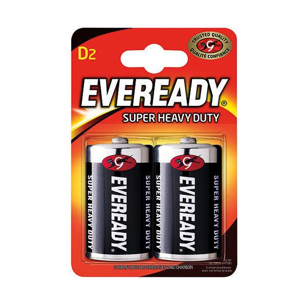 Eveready Super HD Size D Battery Pk2