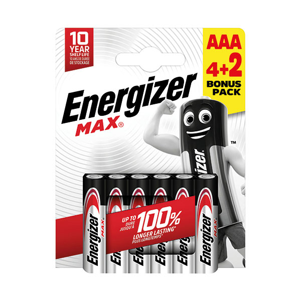 Energizer Max AAA Battery 4+2 Pk6