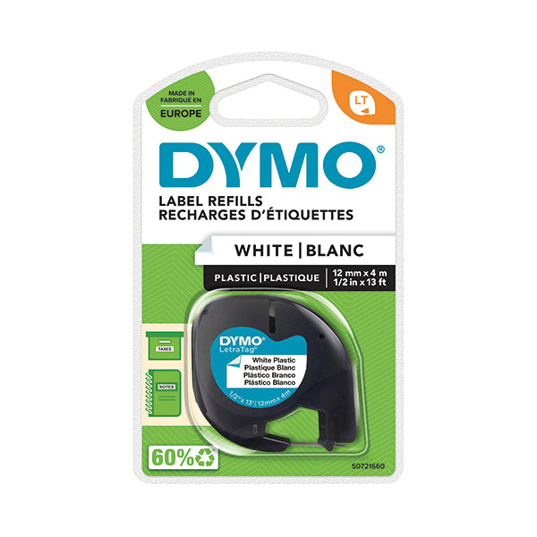 Dymo LetraTag Tape 12mmx4m White PRL