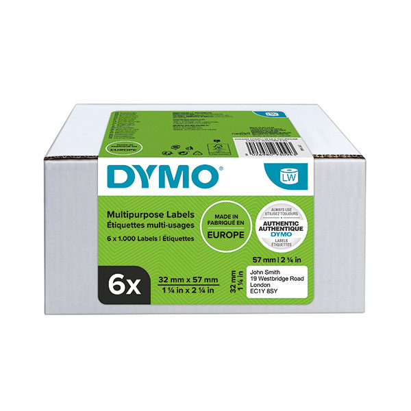 Dymo Multipurp Labels 32mmx57mm Pk6