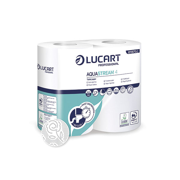 Lucart Aquastream 4 Toilet Roll Pk56