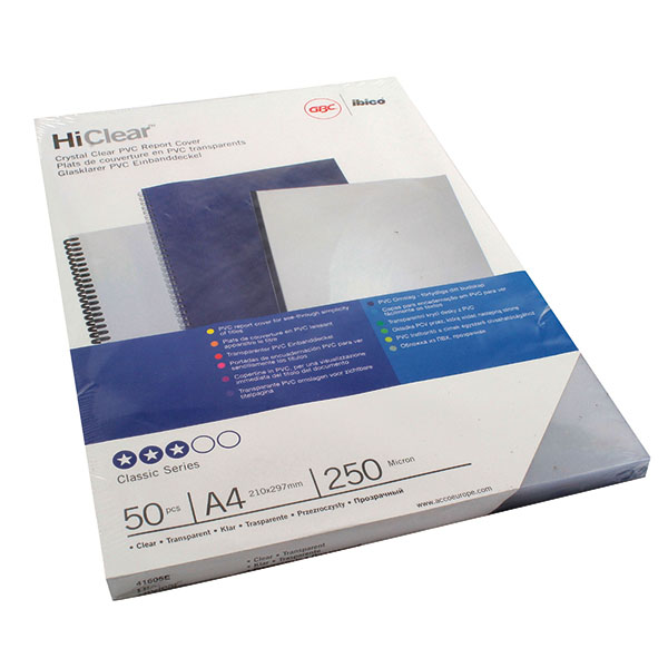 GBC HiClear A4 Bind Covr 250mic Pk50