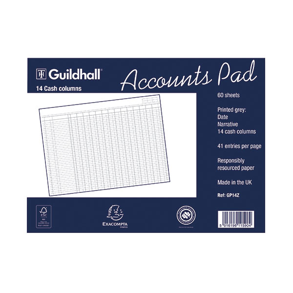 Guildhall Account Pad Cash 14 Cash