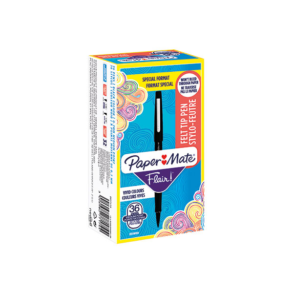 PaperMate Flair Felt Pen Black Pk36