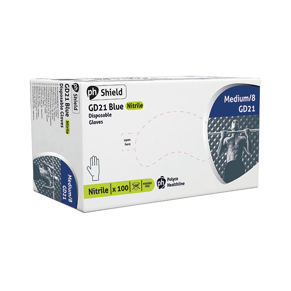 Shield Nitrile Disb Glove Med Pk100