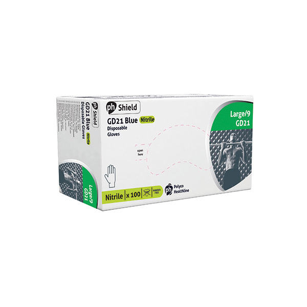 Shield Nitrile Disb Gloves Lg Pk100