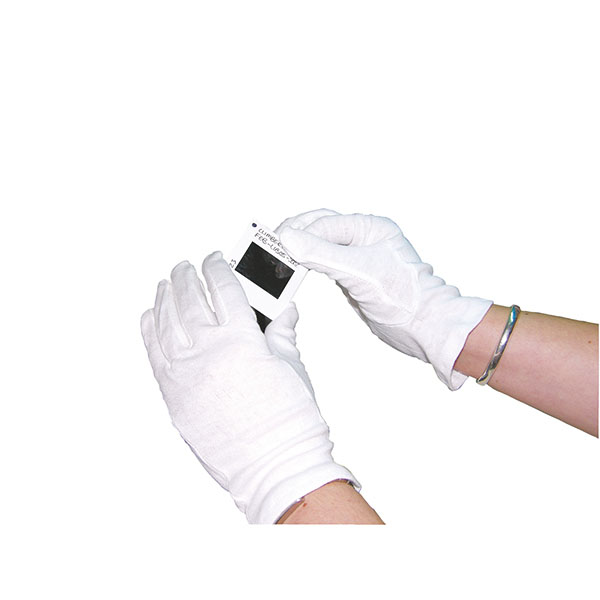 White Knitted Med Cotton Gloves Pk10