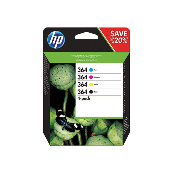 HP 364 Ink Carts 4-PkMultiPkCMYK