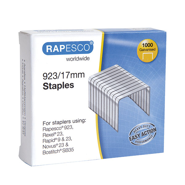 Rapesco 923 17Mm Galvnsd Stpls P1000