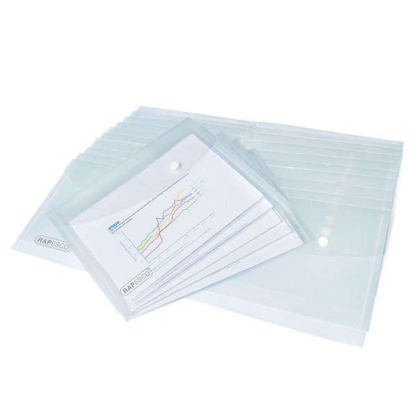 Rapesco Popper Wallet A5 Clear Pk25