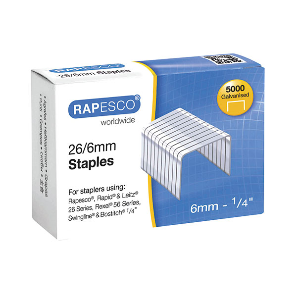 Rapesco Staples 6mm 26/6 Pk5000