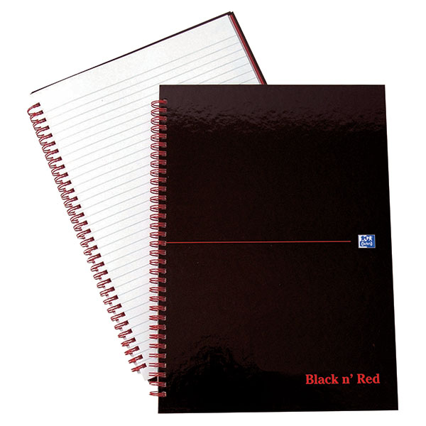 Black n Red Wire HB Notebook A4 Pk5