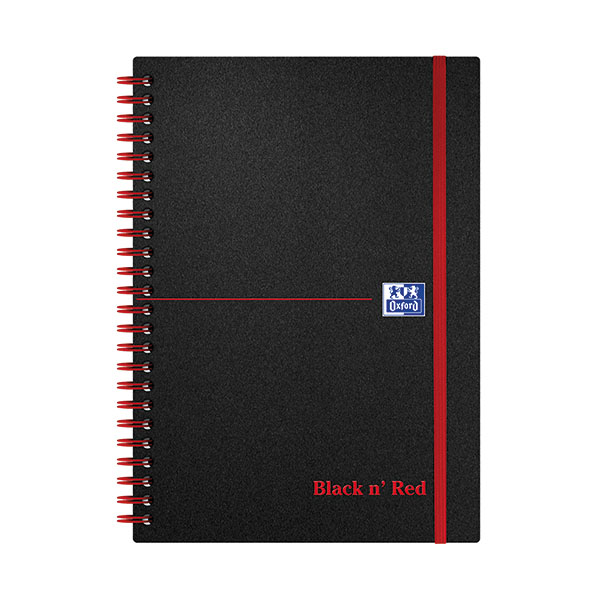 Black n Red PP Elast Notebook A5 Pk5