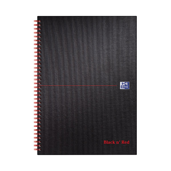 Black n Red HB Wire Notebook A4 Pk5