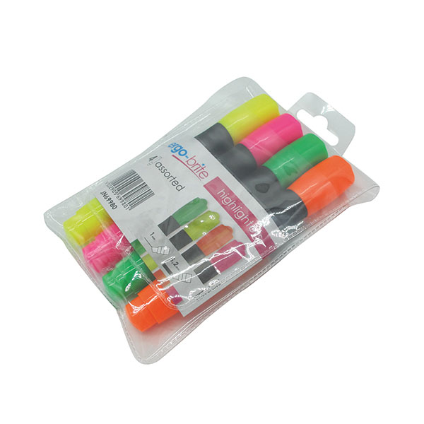 Ergo-Brite Ast Ergo Highlighters Pk4