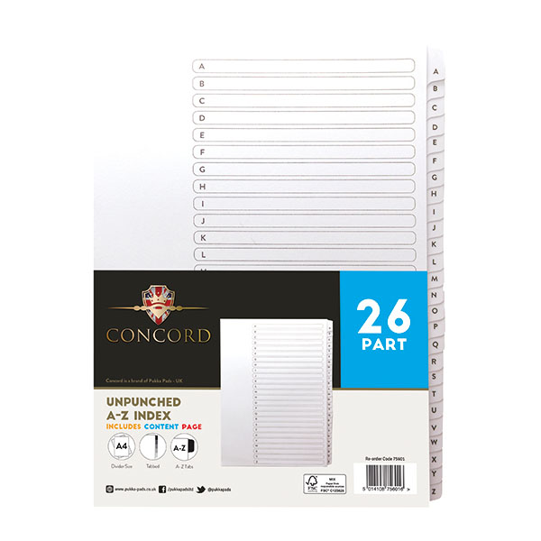 Concord Upchd Index A-Z 26 Part Pk5