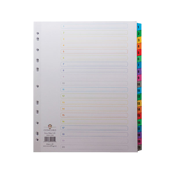 Concord Index 1-20 A4 EW Multicolour