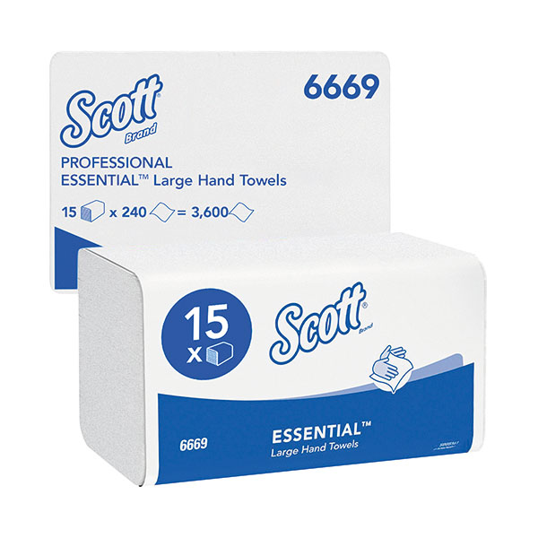 KC Scott Xtra Hand Towels White Pk15