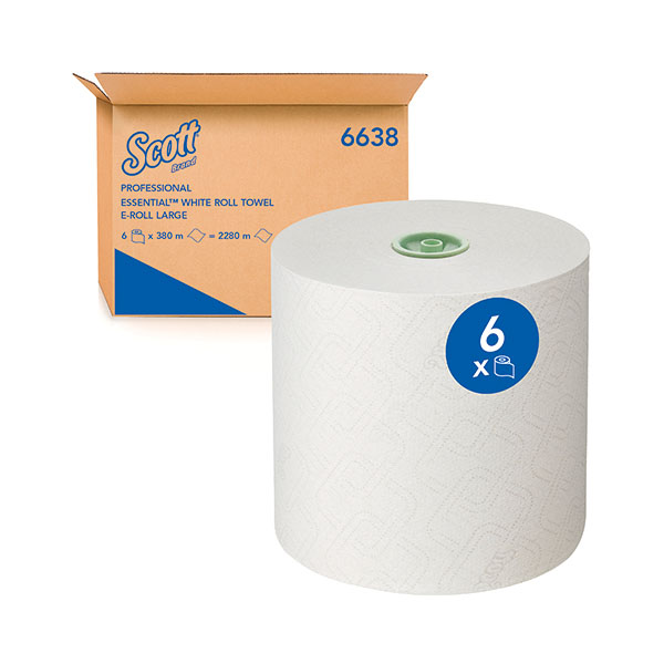 Scott Es 1Ply H/Twl ERll Lrg Wht Pk6