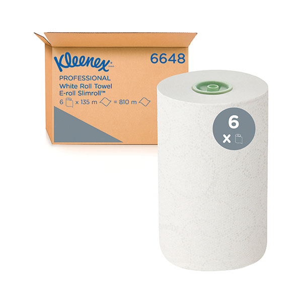 Kleenex 1Ply H/Twl Slim E-Rll Wht P6