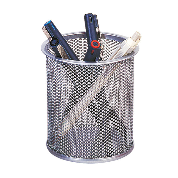 Q-Connect Mesh Pen Pot Silver