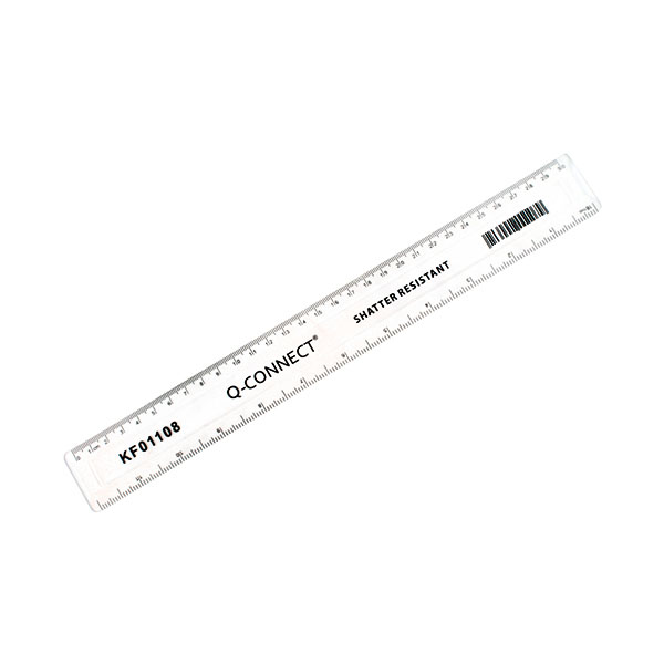 Q Connect Ruler Shatterprf 30cm Pk10