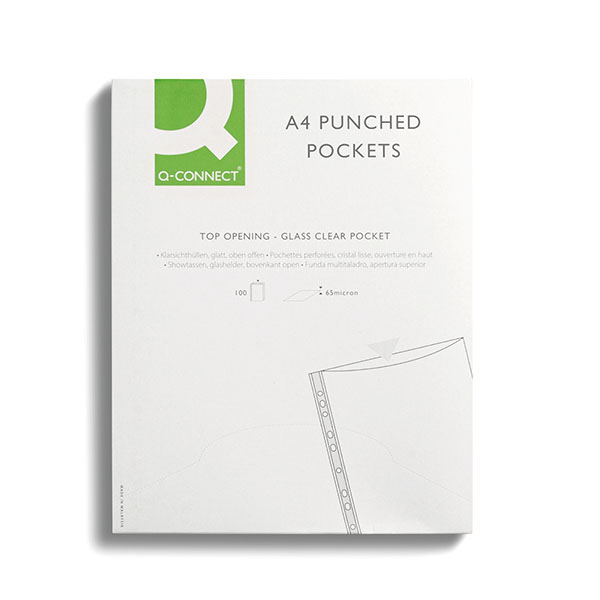 Q-Connect Punched Pocket Glass Pk100