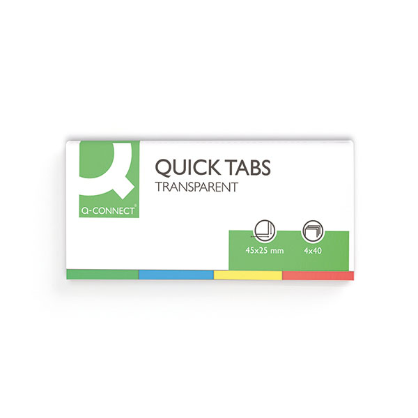 Q-Connect Quick Tabs 25x45 Clr Pk160