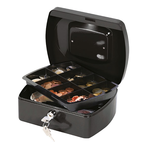 Q-Connect 8 Inch Black Cash Box