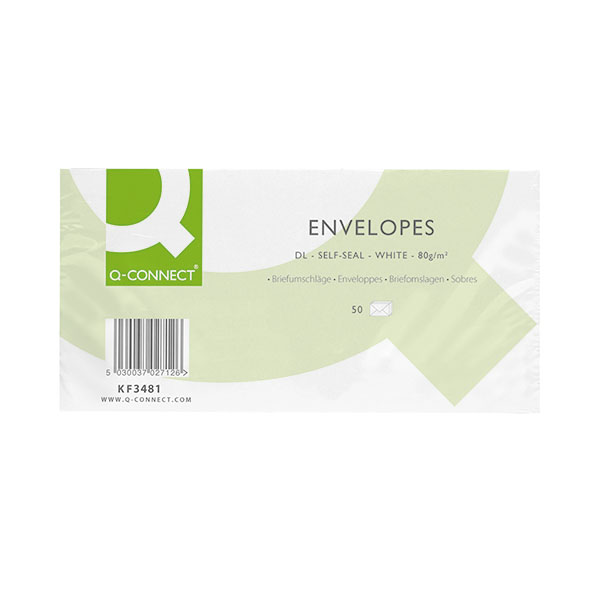 Q-Connect Envelope DL 80Gsm White SS