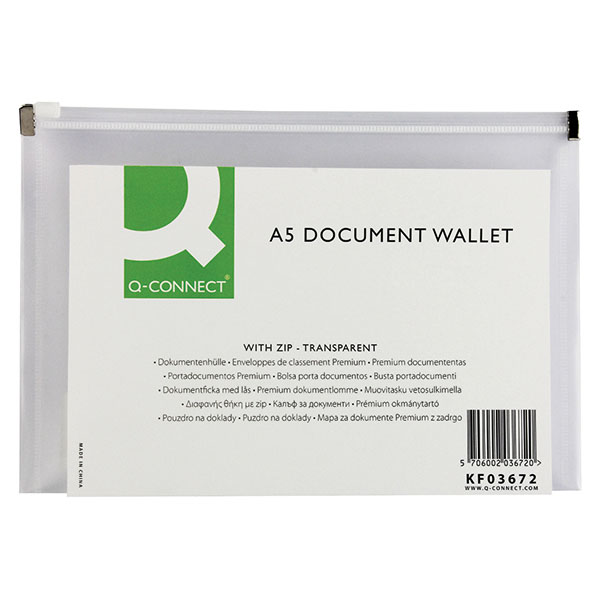 Q-Connect Doc Zip Wallet A5 Pk10