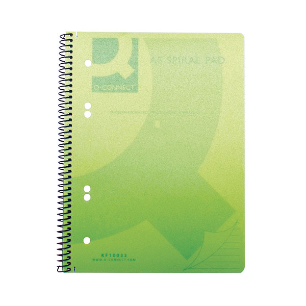 Q-Connect PP Spiral Pad A5 Green Pk5