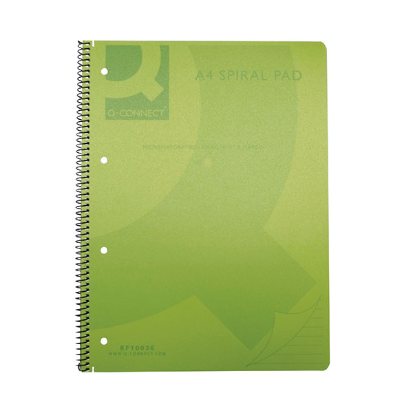 Q-Connect PP Spiral Pad A4 Green Pk5