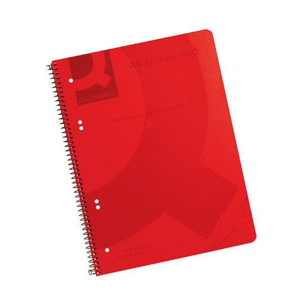 Q-Connect PP Spiral Pad A4 Red Pk5